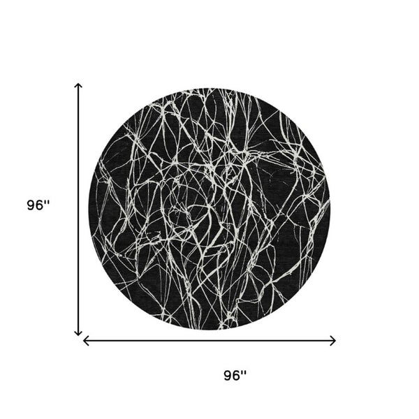 8 Foot Round Abstract Polyester Area Rug Washable for Patios Pets and High Traffic