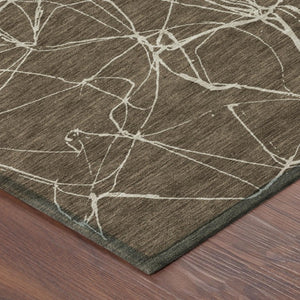 8 Foot Round Abstract Polyester Area Rug Washable for Indoor Outdoor High Traffic