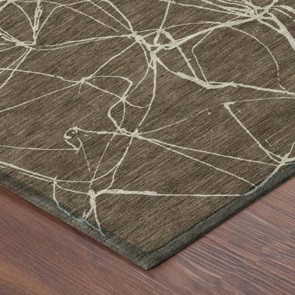 8 Foot Round Abstract Polyester Area Rug Washable for Indoor Outdoor High Traffic