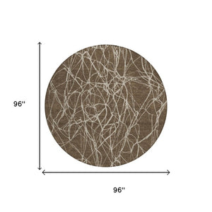 8 Foot Round Abstract Polyester Area Rug Washable for Indoor Outdoor High Traffic