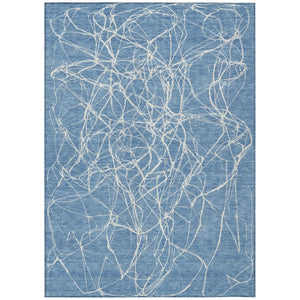 HomeRoots 9 X 12 Abstract Denim Polyester Area Rug Washable Stain Resistant Indoor Outdoor 743061
