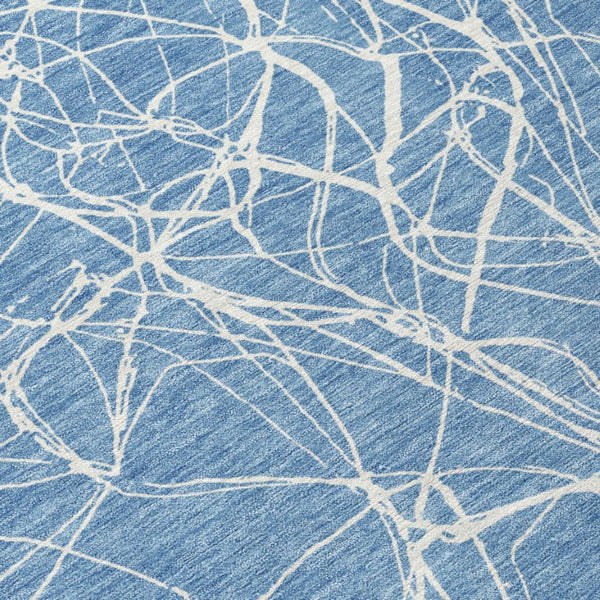 9 X 12 Abstract Denim Polyester Area Rug Washable Stain Resistant Indoor Outdoor