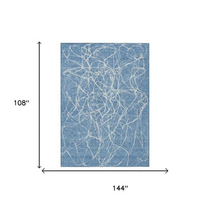 9 X 12 Abstract Denim Polyester Area Rug Washable Stain Resistant Indoor Outdoor