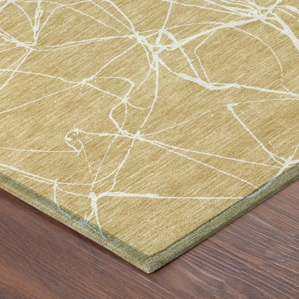 5x8 Abstract Gold Wheat Polyester Area Rug Washable Stain Resistant Indoor Outdoor
