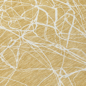 5x8 Abstract Gold Wheat Polyester Area Rug Washable Stain Resistant Indoor Outdoor