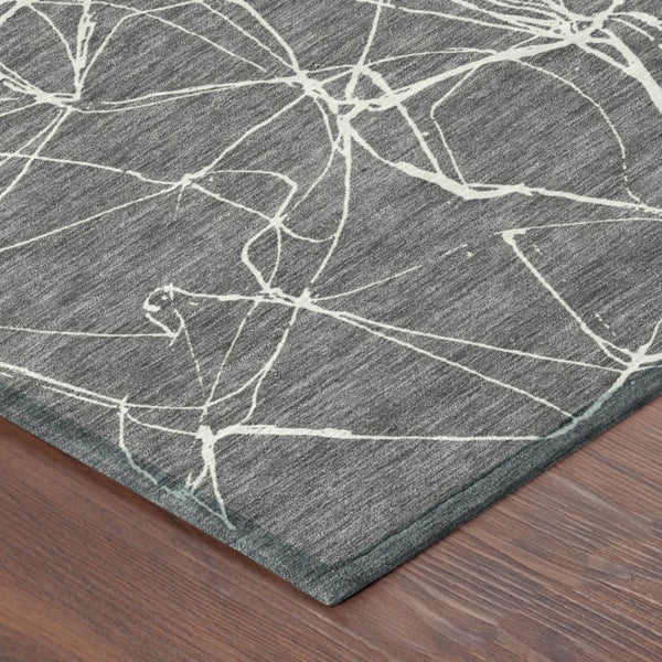 5 X 8 Gray Graphite Abstract Polyester Area Rug Washable for Indoor Outdoor Use