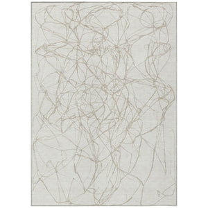 HomeRoots 8 X 10 Ivory Silver Abstract Polyester Area Rug Stain Resistant for Patio or Living Room 743078