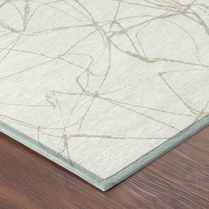 8 X 10 Ivory Silver Abstract Polyester Area Rug Stain Resistant for Patio or Living Room