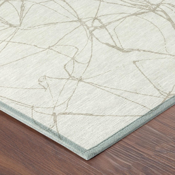 8 X 10 Ivory Silver Abstract Polyester Area Rug Stain Resistant for Patio or Living Room