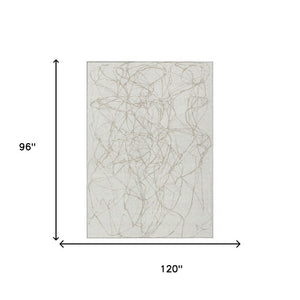 8 X 10 Ivory Silver Abstract Polyester Area Rug Stain Resistant for Patio or Living Room