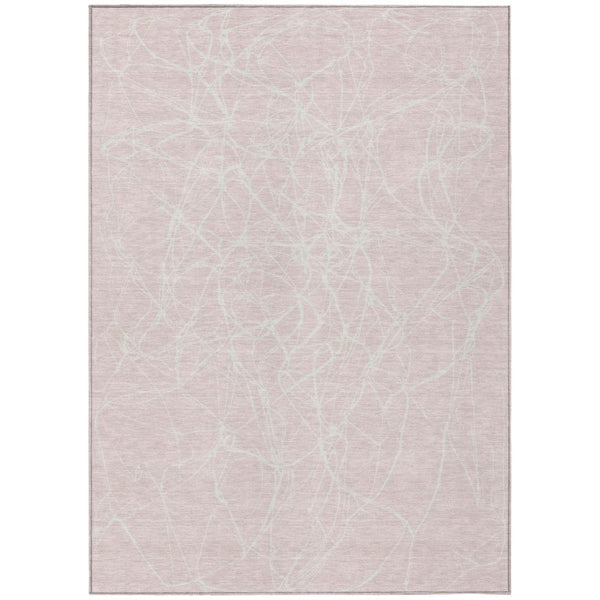 HomeRoots 10 X 14 Abstract Pink Washable Polyester Area Rug for Indoor Outdoor Living 743098