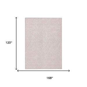 10 X 14 Abstract Pink Washable Polyester Area Rug for Indoor Outdoor Living