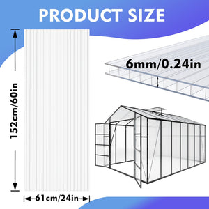 English Elm 6 Twin Wall Polycarbonate Greenhouse Panels Uv Blocking Thermal Insulated Roofing W3213P458686