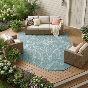 9 X 12 Washable Polyester Abstract Rug Stain Resistant for Indoor Outdoor Spaces