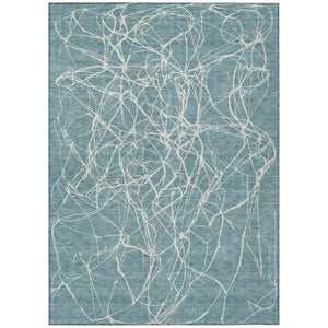HomeRoots 9 X 12 Washable Polyester Abstract Rug Stain Resistant for Indoor Outdoor Spaces 743103