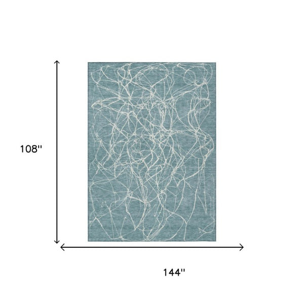 9 X 12 Washable Polyester Abstract Rug Stain Resistant for Indoor Outdoor Spaces