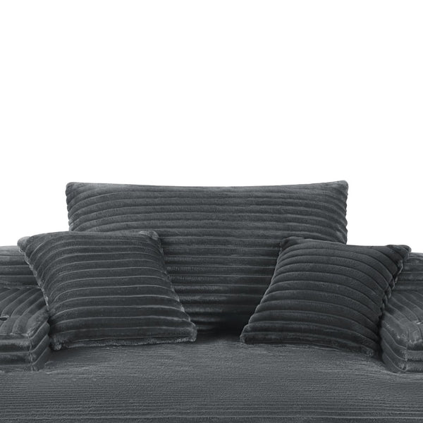 English Elm New Corduroy Convertible Chaise Lounge Sleeper Sofa with Cup Holder and Throw Pillows W3975P479028