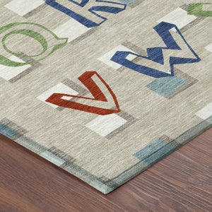 9x12 Geometric Polyester Area Rug Washable Stain Resistant Indoor Outdoor Beige Brown