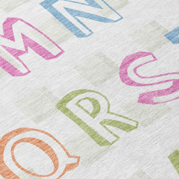 9 X 12 Ivory White Geometric Polyester Area Rug Washable Indoor Outdoor Living