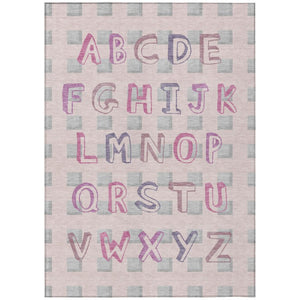 HomeRoots 9 X 12 Pink Linen Geometric Polyester Area Rug Washable Stain Resistant Indoor Outdoor 743121