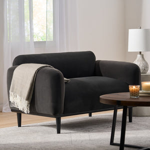 English Elm Loveseat Compact Upholstered Sofa with Birch Legs Rounded Silhouette for Modern Living Dark Gray 74315.00DGRY