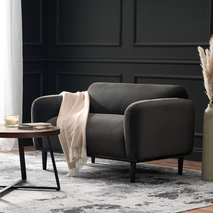 English Elm Loveseat Compact Upholstered Sofa with Birch Legs Rounded Silhouette for Modern Living Dark Gray 74315.00DGRY