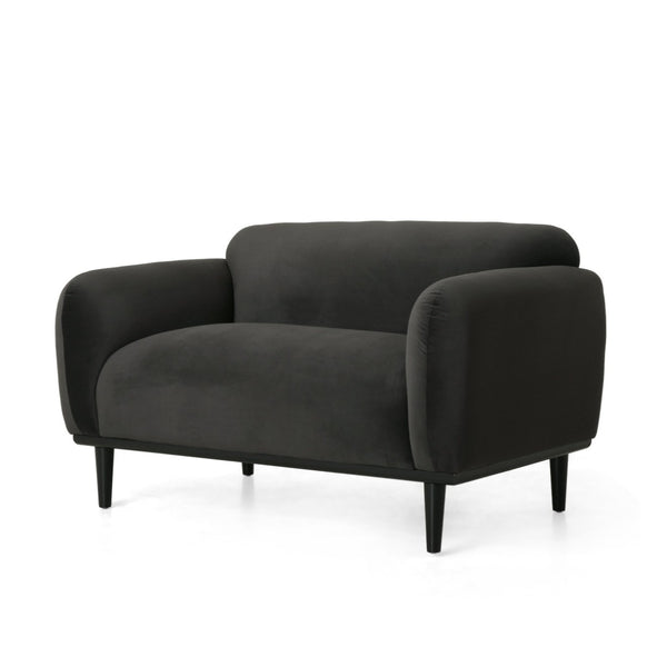 English Elm Loveseat Compact Upholstered Sofa with Birch Legs Rounded Silhouette for Modern Living Dark Gray 74315.00DGRY