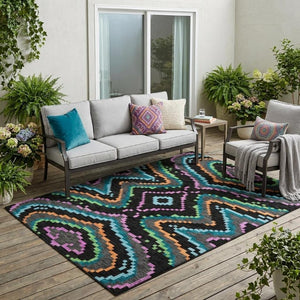 5x8 Abstract Polyester Area Rug Washable Indoor Outdoor Stain Resistant Patio