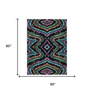 5x8 Abstract Polyester Area Rug Washable Indoor Outdoor Stain Resistant Patio