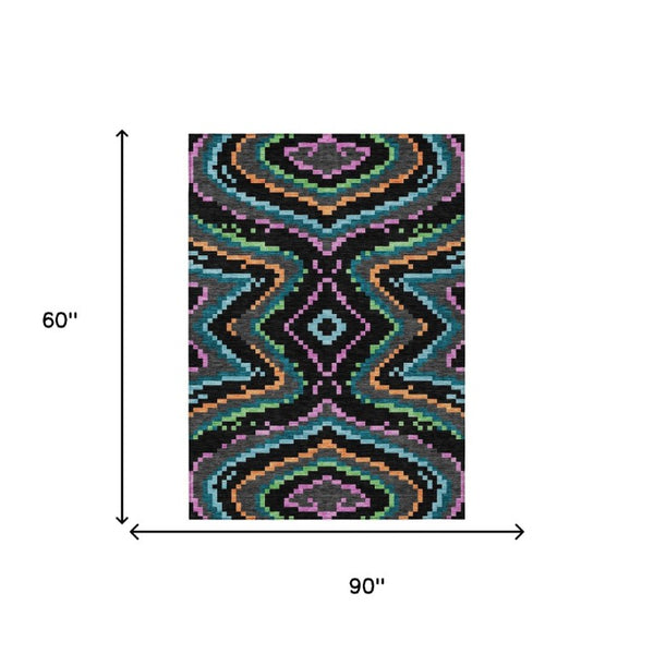 5x8 Abstract Polyester Area Rug Washable Indoor Outdoor Stain Resistant Patio