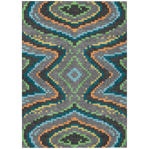 HomeRoots 10 X 14 Gray Graphite Abstract Polyester Area Rug Washable for Indoor Outdoor Use 743170