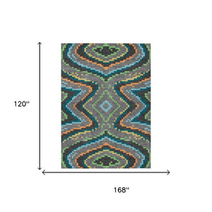 10 X 14 Gray Graphite Abstract Polyester Area Rug Washable for Indoor Outdoor Use