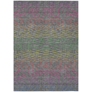 HomeRoots 8 X 10 Geometric Polyester Area Rug Washable Indoor Outdoor Stain Resistant 743192