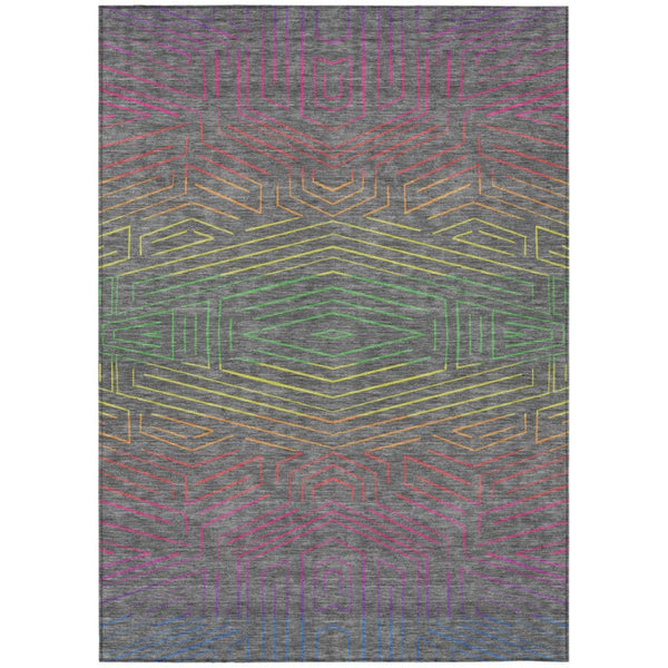 HomeRoots 8 X 10 Geometric Polyester Area Rug Washable Indoor Outdoor Stain Resistant 743192