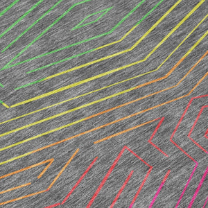 9 X 12 Gray Graphite Geometric Polyester Area Rug Washable for Patio or Living Room