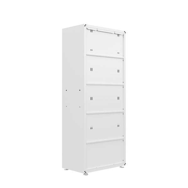 English Elm Rolling Metal Garage Cabinet with Locking Doors Diamond Texture Industrial Storage White B365P398228