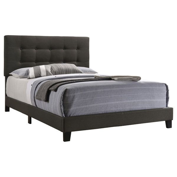 English Elm Dordrecht Charcoal Upholstered Eastern King Panel Bed with Padded Headboard, Luxe Fabric Finish, Box Spring Required B062P331067