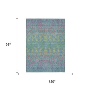 8 Ft X 10 Ft Geometric Polyester Area Rug Washable Teal Purple Stain Resistant