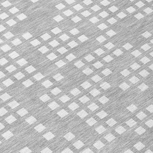 8x10 Pewter Gray Abstract Polyester Area Rug Washable Stain Resistant Indoor Outdoor
