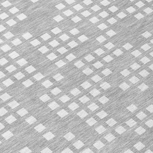 8x10 Pewter Gray Abstract Polyester Area Rug Washable Stain Resistant Indoor Outdoor