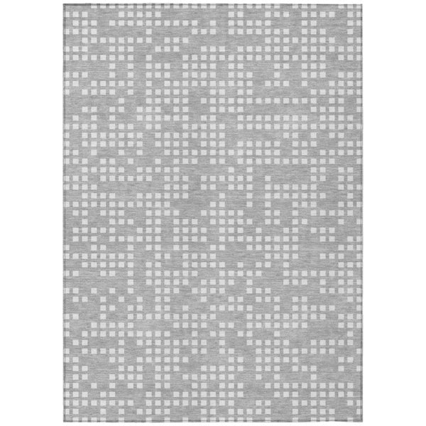 HomeRoots 9x12 Abstract Pewter Gray Polyester Area Rug Washable for Indoor Outdoor Spaces 743229
