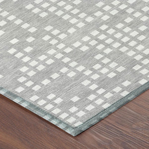 9x12 Abstract Pewter Gray Polyester Area Rug Washable for Indoor Outdoor Spaces