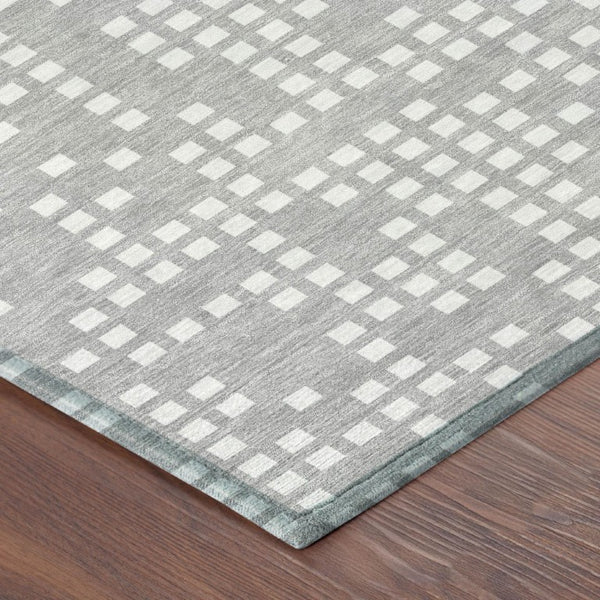 9x12 Abstract Pewter Gray Polyester Area Rug Washable for Indoor Outdoor Spaces