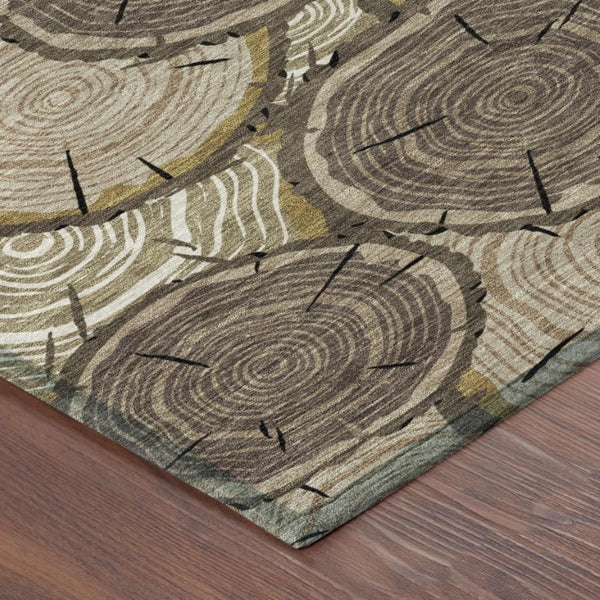 9 X 12 Faux Bois Polyester Area Rug Washable Stain Resistant Indoor Outdoor Patio