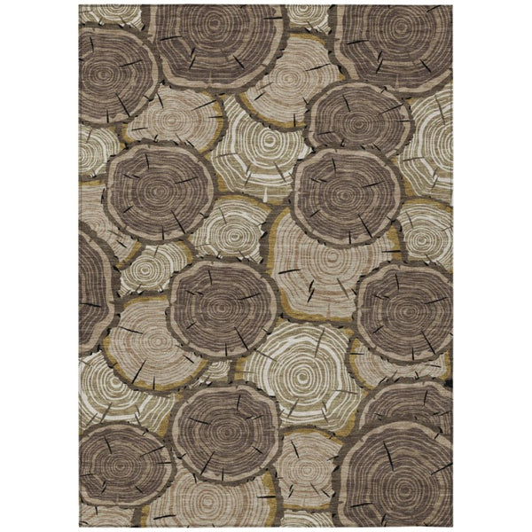 HomeRoots 10 X 14 Faux Bois Polyester Area Rug Washable Stain Resistant Indoor Outdoor Patio 743236