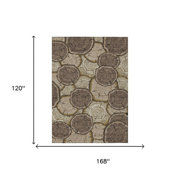 10 X 14 Faux Bois Polyester Area Rug Washable Stain Resistant Indoor Outdoor Patio