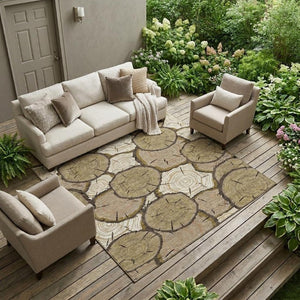 8x10 Faux Bois Polyester Area Rug Stain Resistant Indoor Outdoor Patio Living Room