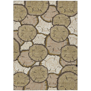 HomeRoots 9 X 12 Faux Bois Polyester Area Rug Stain Resistant Washable for Patio or Living Room 743241