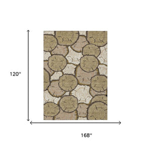 10 X 14 Faux Bois Polyester Area Rug Stain Resistant Washable for Patio or Living Room