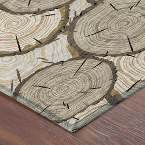 5x8 Faux Bois Polyester Area Rug Washable Stain Resistant for Patio or Living Room